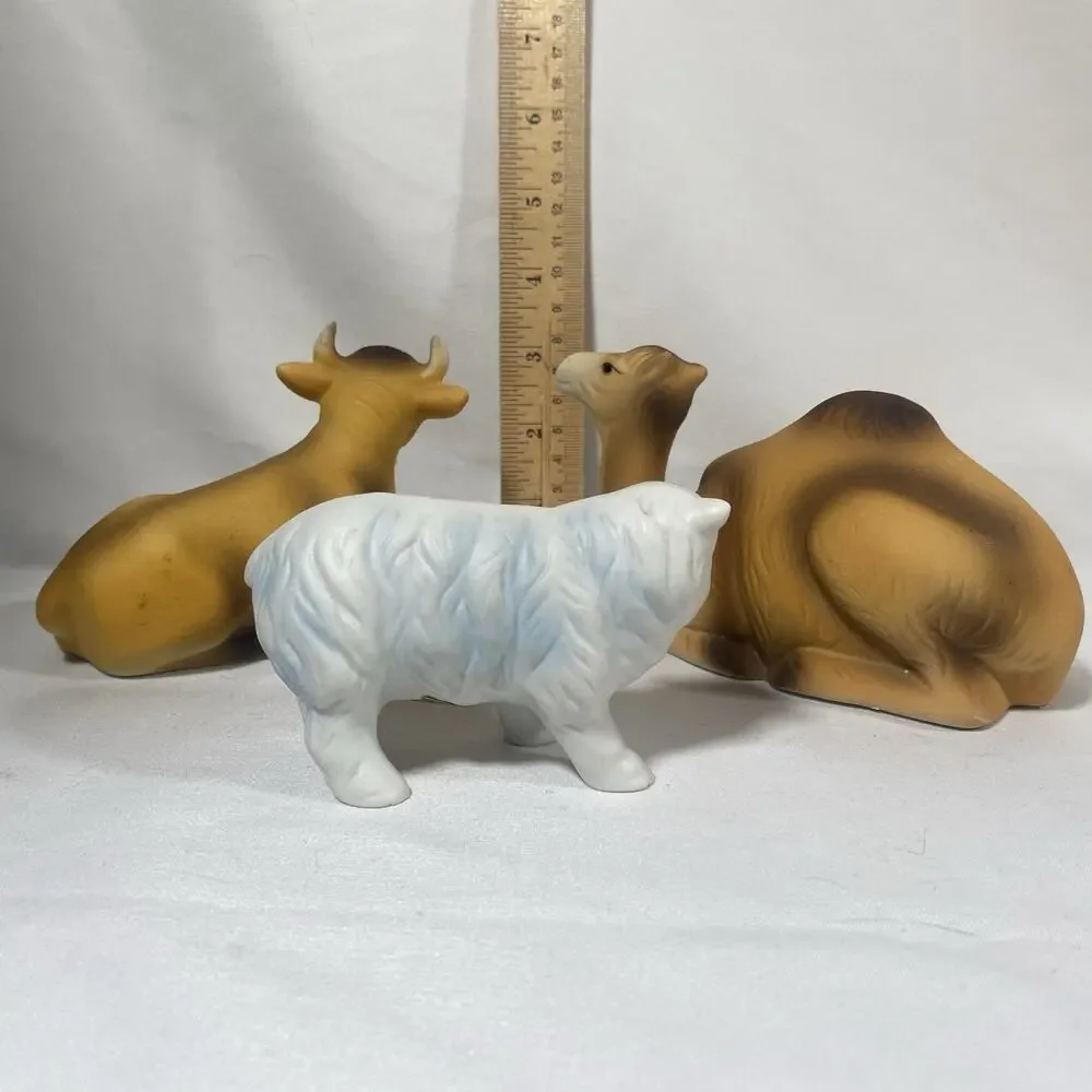 Homco Nativity Sets 5216 9 Piece & 5552 3 Piece Porcelain Bisque Complete W/Foam